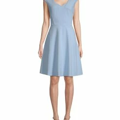 New 🔔 Calvin Klein Cap-Sleeve Fit-&-Flare 👗 Dress 👩 Women 👗 Dresses 😉